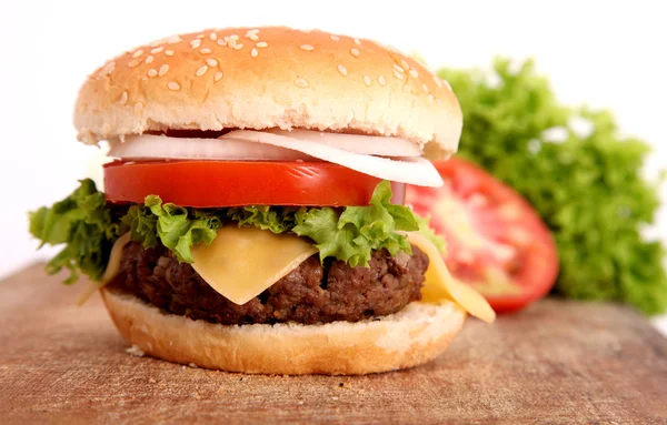Hamburger and cutting board — Stock Photo, Image