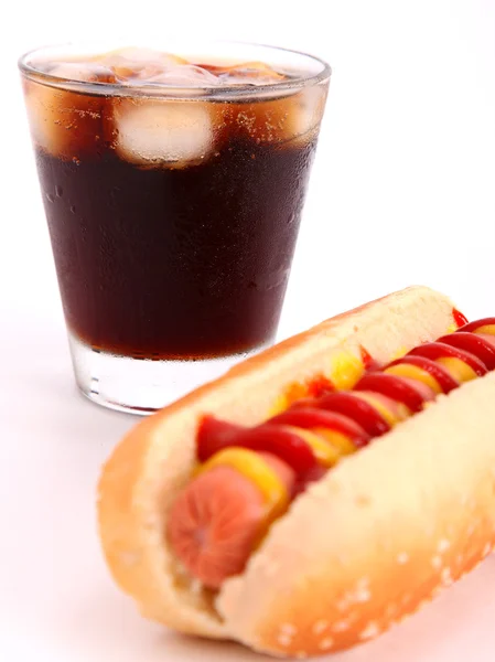 Hot dog and drink — Stock Photo, Image