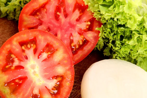 Tomate, alface e cebola — Fotografia de Stock