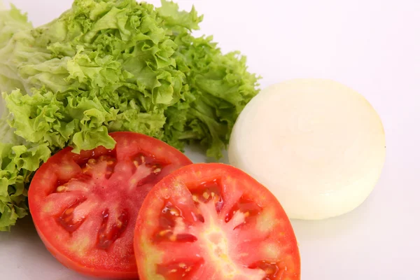 Tomato,lettuce and onion — Stock Photo, Image