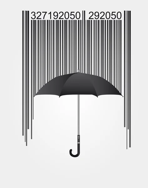 Strichcode und Regenschirm — Stockvektor
