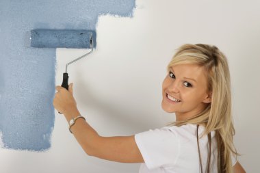 Lovely Blonde Woman Painting clipart