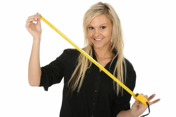 Lovely Blond with Tape Measure — Stock Photo, Image