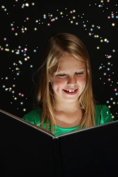 stock image Young Girl Reading a Fantasy Book