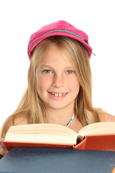 Krásná školačka s knihami — Stock fotografie
