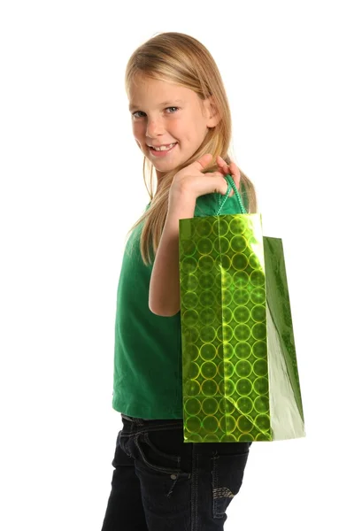 Sorridente giovane signora dello shopping — Foto Stock