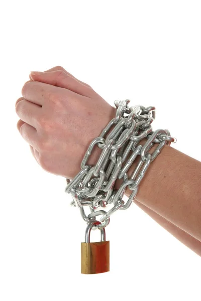 Mani, catena e serratura — Foto Stock