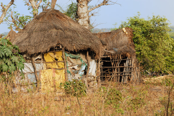 African tribal hut, traditional african village, Senegal