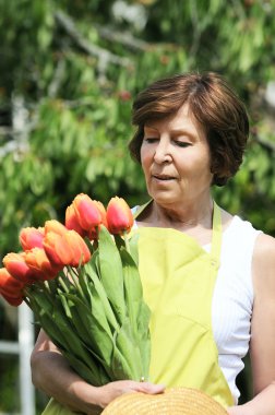 Tulips woman clipart