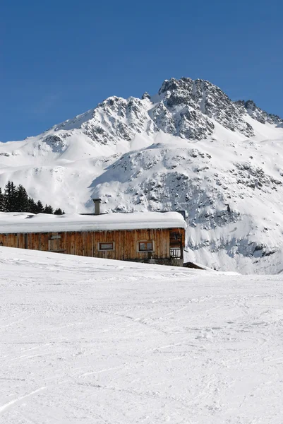 Chalet of mountain in winter — Stock Photo, Image