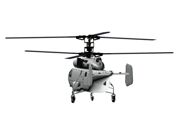 Um helicóptero sobre um fundo branco . — Fotografia de Stock