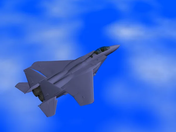 Um avião de combate voando no céu azul . — Fotografia de Stock
