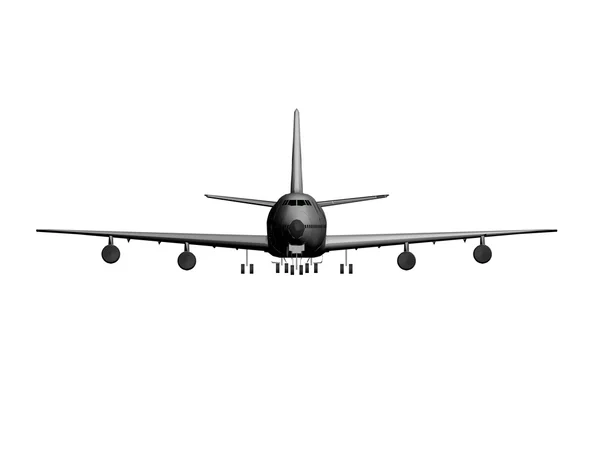 Ein Flugzeug über isoliertem Hintergrund. Stockfoto