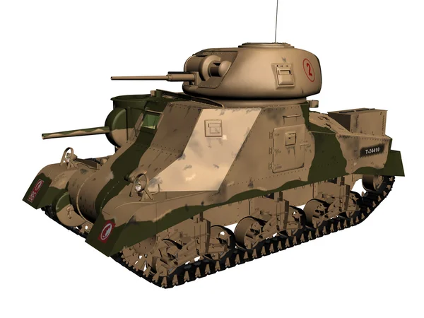 Een leger tank geïsoleerd witte achtergrond. — Stockfoto