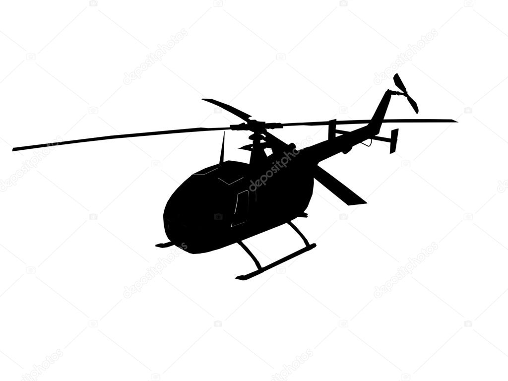 A Helicopter over a white background.