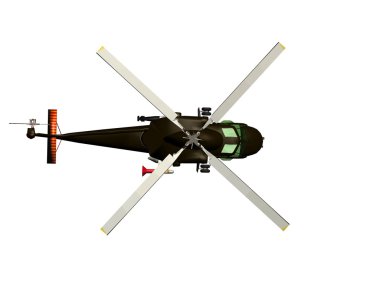 Beyaz bir arka plan üzerinde helikopter.