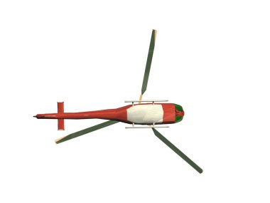 Beyaz bir arka plan üzerinde helikopter.