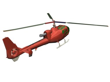 Beyaz bir arka plan üzerinde helikopter.