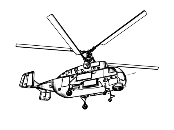 Un helicóptero sobre un fondo blanco . —  Fotos de Stock