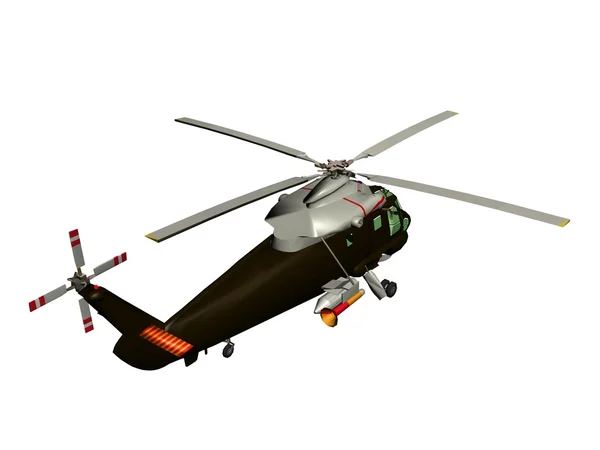 Ein Hubschrauber über weißem Hintergrund. — Stockfoto