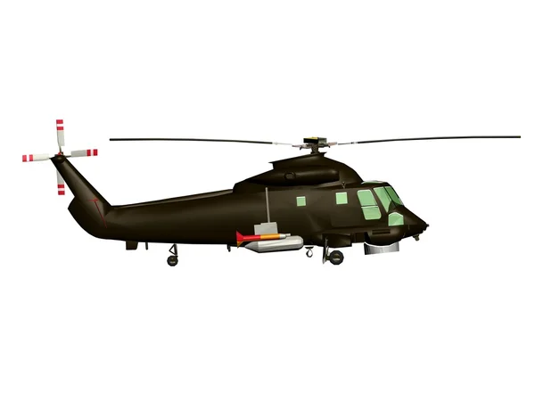 Een helikopter over een witte achtergrond. — Stockfoto