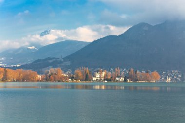 Annecy Lake at winter clipart