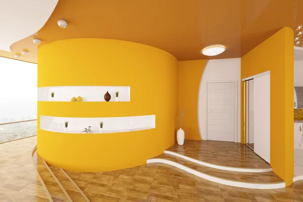Современный дизайн интерьера вестибюля 3d рендеринг — стоковое фото