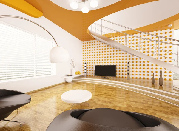 Modernes Interieur des Wohnzimmers 3D-Render — Stockfoto