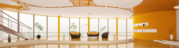 Design interiéru moderní apartmán panorama 3d Render — Stock fotografie