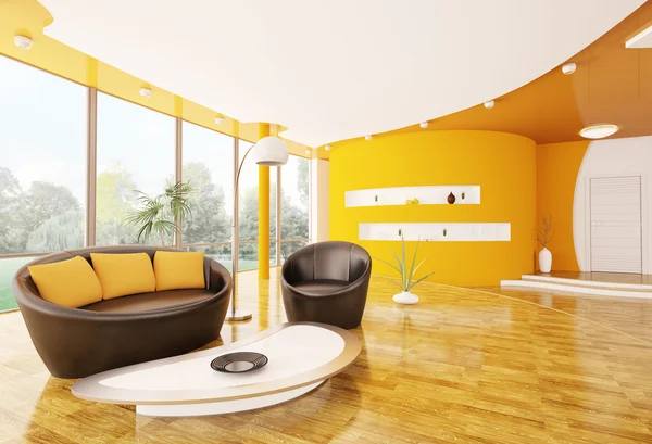 A modern nappali 3d render belső — Stock Fotó