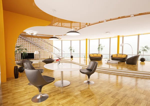 Interior design di appartamento moderno rendering 3d — Foto Stock
