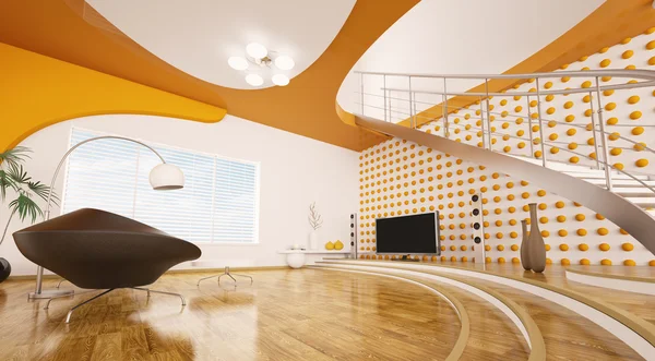 Moderní interiér obývacího pokoje 3d Render — Stock fotografie