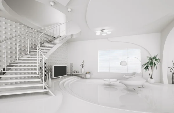 Diseño interior moderno de la sala de estar 3D Render — Foto de Stock
