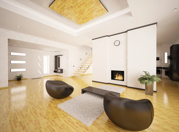 Εσωτερικό του 3d καθιστούν μοντέρνο διαμέρισμα — Φωτογραφία Αρχείου