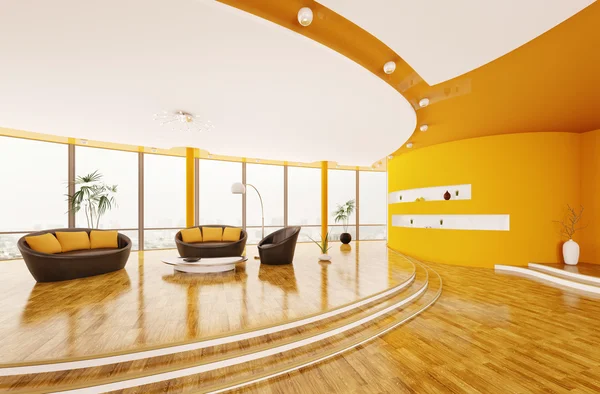İç modern oturma odası 3d render — Stok fotoğraf