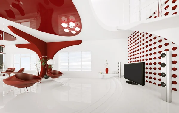 Interior moderno da sala de estar 3d render — Fotografia de Stock