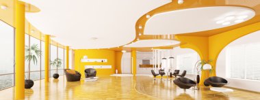 Interior of modern apartment panorama 3d render clipart