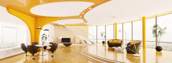 Interiér moderní apartmán panorama 3d vykreslení — Stock fotografie