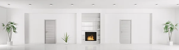 Panorama intérieur blanc moderne rendu 3d — Photo
