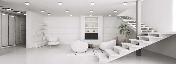 Современный интерьер квартиры панорама 3d рендеринг — стоковое фото