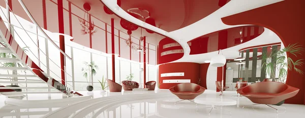 Modernes Interieur der Wohnung Panorama 3d render — Stockfoto