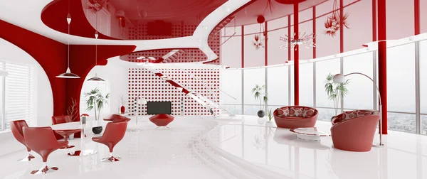 Interiör av modern lägenhet panorama 3d render — Stockfoto