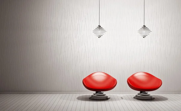 Modern interieur met fauteuils 3d render — Stockfoto