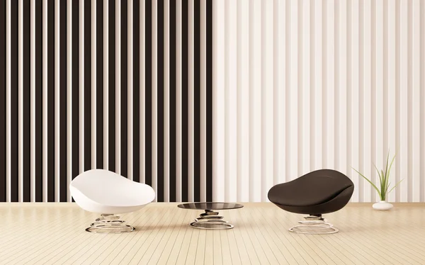 Современный интерьер комнаты с креслами 3D рендеринг — стоковое фото