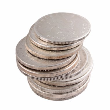 Stacks of silver money coins clipart