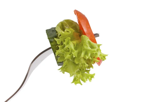 Leckerer Salat auf der Gabel — Stockfoto