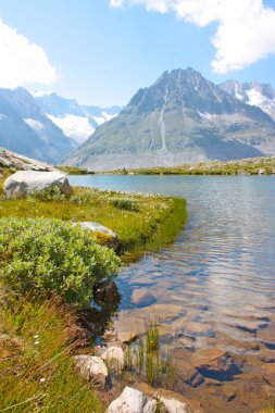 Mountains and lake in Switzerland clipart