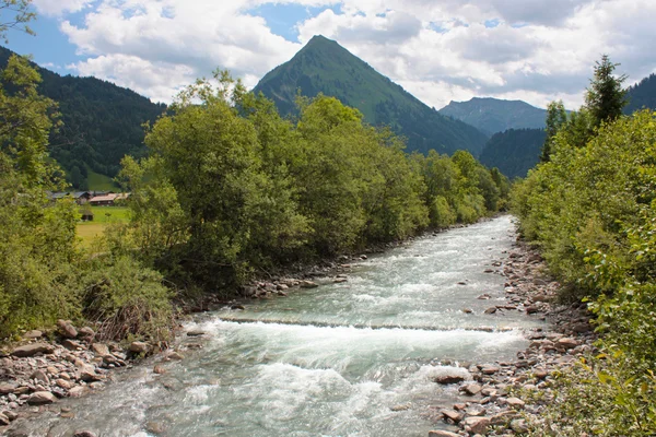 The river through the Alpine valley — Stock Photo, Image