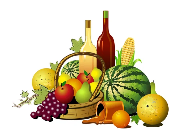 Fruits and wines — Stock Photo, Image