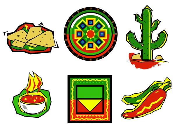 Iconos de la comida mexicana — Vector de stock